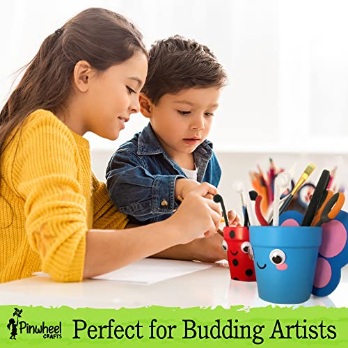 Pinwheel Crafts Flower Pot Painting Kit – DIY Flower Pots to Paint for Kids with 8 Paints, 2 Brushes, 3 Pots & 6 Googly Eyes, Gardening Kit for Kids Ages 8-12+, Kid Planting Crafts Set Birthday Gift - style: Painting Kit