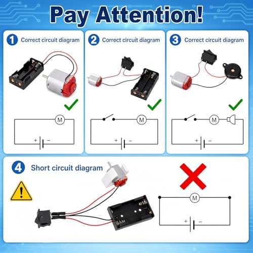 Soulchen 8 Set 170 Pcs Dc Motors Kit, Mini Electric Motor 3v-12v 25000 RPM Rectangular Motor with Light Bulbs Propellers Plastic Gears Etc DIY Science Project Kit for DIY Science Projects