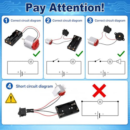 Soulchen 8 Set 170 Pcs Dc Motors Kit, Mini Electric Motor 3v-12v 25000 RPM Rectangular Motor with Light Bulbs Propellers Plastic Gears Etc DIY Science Project Kit for DIY Science Projects