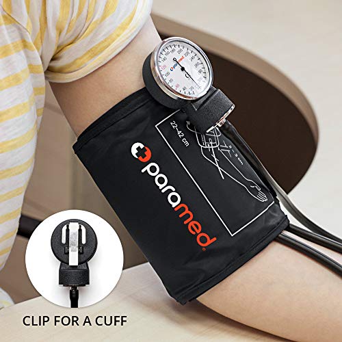 PARAMED Aneroid Sphygmomanometer – Manual Blood Pressure Cuff with Universal Cuff 8.7-16.5" and D-Ring – Carrying Case in the kit – Black – Stethoscope Not Included - color: Black