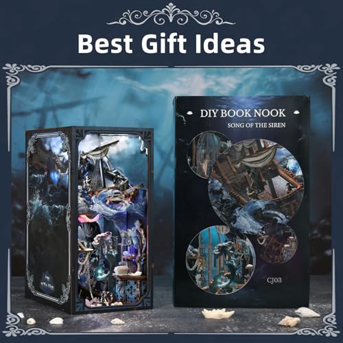 MiniCity Book Nook Kit, DIY Miniature Dollhouse Book Nook Kit with Dust Cover and LED Light for Teens and Adults (The Song of Sirens) - color: The Song of Sirens