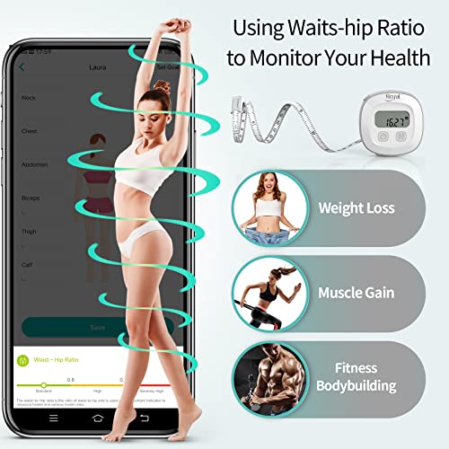 Slimpal Body Fat Measuring Tape and Smart Scale for Body Weight and Fat with APP Digital Bathroom Scale for Weight Loss, Body Composition and Circumference Analyzer - color: Cs20m+84114