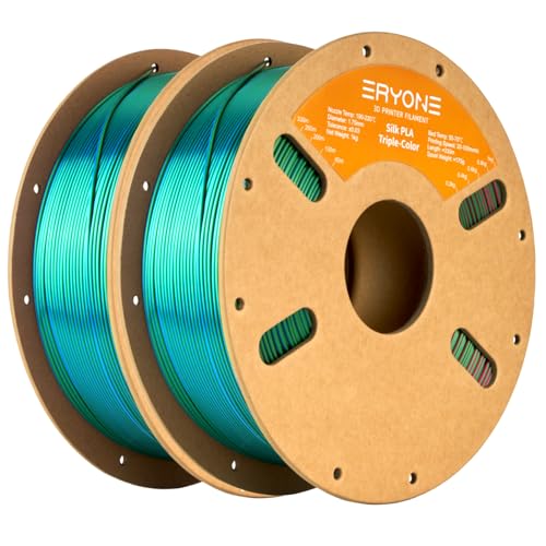 ERYONE Silk Tri Color PLA Filament 3D Printer 1.75mm +/- 0.03mm, Multicolor Filament Tricolor PLA Bundle 2KG Cardboard Spool, Red Blue Green - color: 2*1kg Triple Silk Red Blue Green, size: Silk Pla-2kg