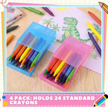 Clabby 2 Pcs 2 in 1 Plastic Crayon Box with Sharpener Holds 24, Pink,Blue - color: Pink,Blue