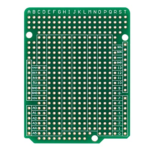 Prototyping Board, PCB Prototype Board, Protoboard Double Sided Perforated 2.54mm Pitch Soldering Breadboard Circuit Perma Proto Boards for Arduino UNO R3 Shield DIY Electronic Projects (10)