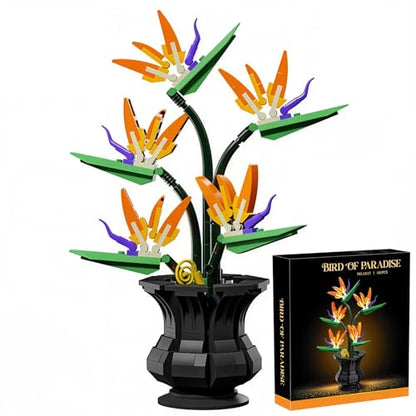 Botanicals Bird of Paradise Artificial Flowers Building Set - color: Vibrant Orange
