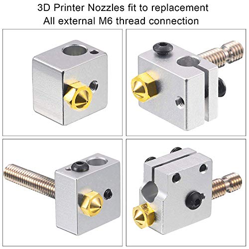 Aokin 10 Pcs Extruder Nozzles 3D Printer Brass Nozzles for E3D V5 V6 0.4mm for 1.75mm Filament 3D Printer - color: 10Pcs 0.4mm nozzles