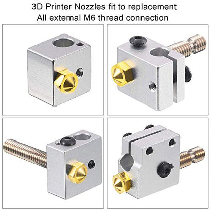Aokin 10 Pcs Extruder Nozzles 3D Printer Brass Nozzles for E3D V5 V6 0.4mm for 1.75mm Filament 3D Printer - color: 10Pcs 0.4mm nozzles