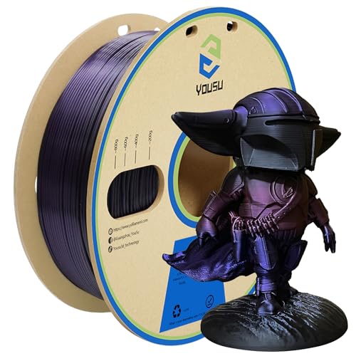 YOUSU PLA Filament 1.75mm, 3D Printer Filament Silk Black Purple Color Changing, Silk PLA Filament, 3D Printing Filament 1.75 +/-0.02mm, 1kg. - color: 22-pla Silk Black/Purple