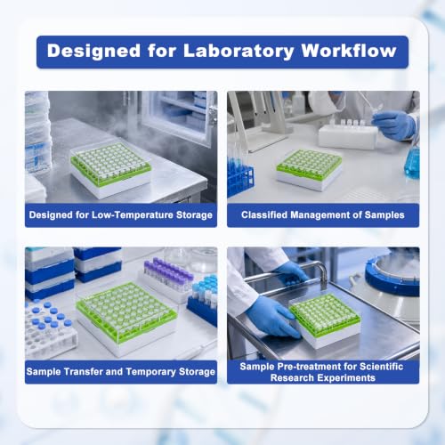 2in Cryo Boxes, 81-Well Tube Racks, Case of 20, Green - color: Green, size: 2in,81-well