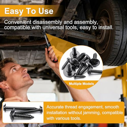 weideer 280pcs Automotive Body Screw Assortment Kit,#8#10#12#14 Automatic Trim Screws, Self Tapping Screw,Phillips Head&Washer Head Universal Fender Liner Screw - color: BK M4.2- M6.3 Kit