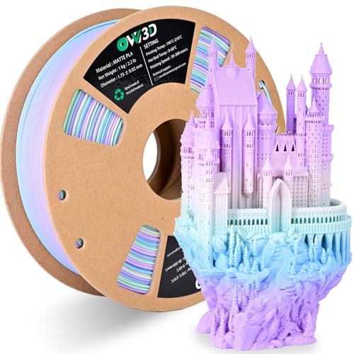 OVV3D Rainbow PLA Filament 1.75mm, PLA 3D Printer Filament Multicolor Color Changing Rainbow PLA Filament with Matte Macaron Blue Green Yellow Purple, 3D Printing Filament 3D Filament, 1kg / 2.2 lbs - color: Matte Dreamy Macaron