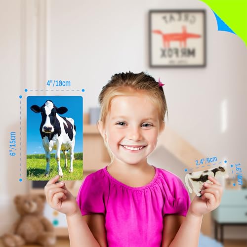 12 PCS Farm Animal Figurines with 12 Introducing Flashcards, Realistic Farm Animals Playset Montessori Toys Science Educational Matching Game for Homeschool Preschool Toddler Kids - style: Farm animal set (including cards)