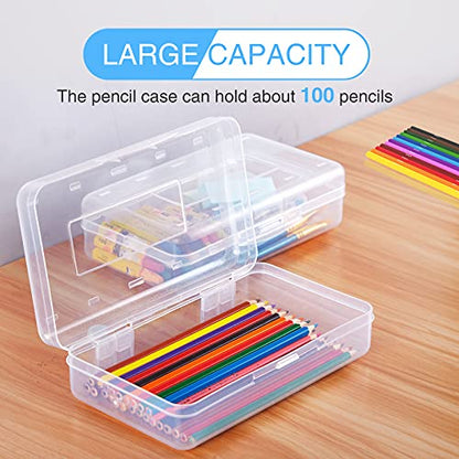 Sooez 6 Pack Pencil Case, Large Hard Pencil Box Bulk, Clear Crayon Box - color: Clear, size: 6 Pack
