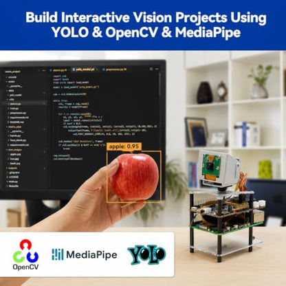 SunFounder AI Fusion Lab Kit for Raspberry Pi 5/4/3B+/Zero 2w, LLMs ChatGPT/Gemini/Grok, YOLO&OpenCV & MediaPipe, Python, Video Courses for Beginners Engineers