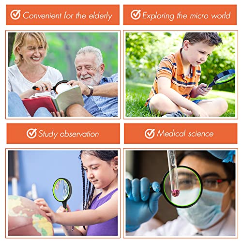 Leffis 2 Pack 10X Magnifying Glass for Seniors & Kids - color: 2 Pack(green/Orange)