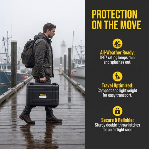 MEIJIA Portable All Weather Waterproof Camera Case with Customized Fit Foam,Fit Use of Drones,Camera,Equipments,Pistols,Elegant Black(18.3 ”x14.57”x8.66”) - size: 18.3" x 14.57" x 8.66"