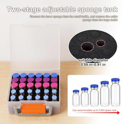 Peptide Case for Fridge and Freezer, 30-Slot Insulin Vial Storage Case (Transparent, Normal) - color: Transparent