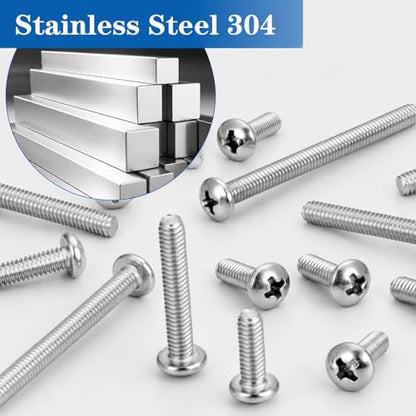216PCS #8-32 Machine Screws Phillips Pan Head Bolts Nut Assortment Kit - size: SS #8-32 216PCS