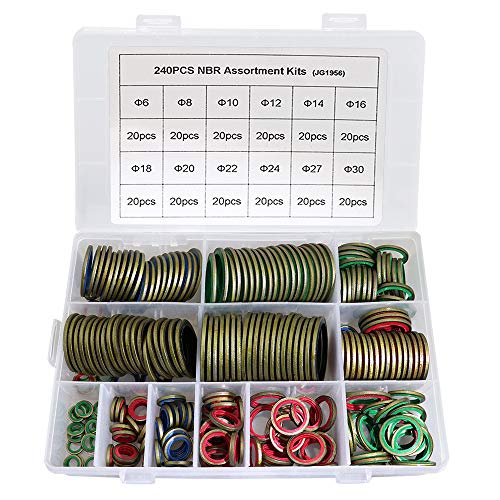KOOTANS 240PCS 12 Sizes NBR Metal Bonded Sealing Washer Assort Kit