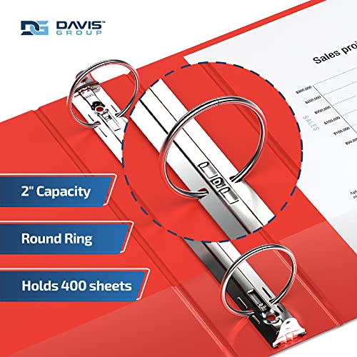 Premium Economy 3-Ring Binder, Spine Label, 2" Round Rings, Red, 6 Pack - color: Red, size: 2 Inch