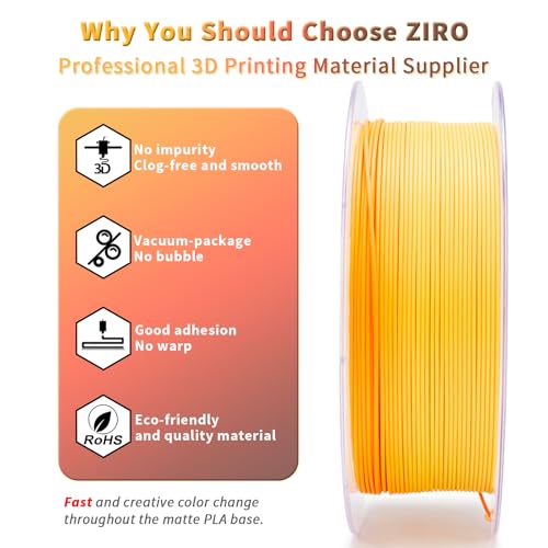 ZIRO PLA Filament Rainbow, 1.75mm 1kg, Fit Most 3D Printer, Falling Leaves - color: Falling Leaves (Matte)