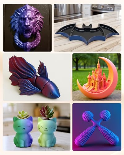 TECBEARS Matte PLA Dual Colors, 2kg Bundle, E2501, 0.25kg/Spool, 8 Packs - color: 0.25kg*8 Black, Blue-red, Yellow-red, Yellow-cyan, Purple-green, Black-blue, Black-red, Orange-red