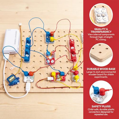 Hape Lab Box Circuit Explorer Boost - STEAM Science Kit for Kids 8+, DIY Electronics & Circuit Building Experiments, 40 Pieces Educational Toy with Motor & LED Lights