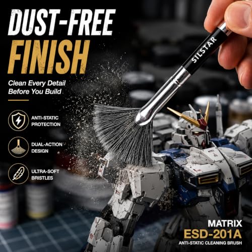 Matrix Anti Static Overall Dual-Action Cleaning Brush -Ideal for Model Kits, Figures, and Intricate Items