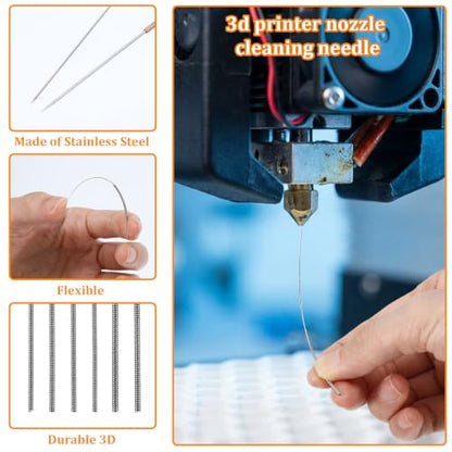 20 Pcs 3D Printer Nozzle Cleaning Kit, Stainless Steel Nozzle Cleaning Needles, No Clogger 3D-Printer Welding Tip Cleaner Tools, 3D Printer Accessories