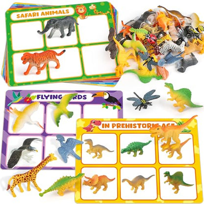 Coogam Sorting Toys for Kids, Animals Figures Dinosaurs Birds Insects Cognition Matching Game Playset, Fine Motor Learning Activities Educational Toy Gift for 3 4 5 Year Old Kid - style: Animal theme