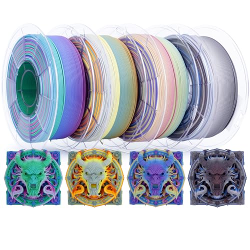 ZIRO Matte Fast Color Gradient PLA 4 Pack Bundle, No-Shine 1KG X 4 Spool - color: Matte Fast Color Gradient-4pack (Twilight, Vibrant Coral, Northern Lights, Paint Splash)