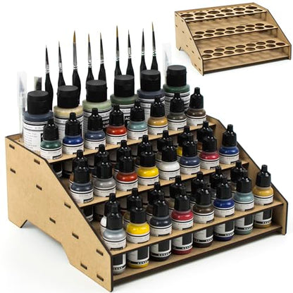 PROSCALE Paint Rack Organizer for Miniature & Model Paints Tabletop Paint Stand with 26mm & 36mm Holes Brush & Tool Holder Artist Room Compatible with Vallejo, Army Painter, AK (Module A) - color: Paint rack A