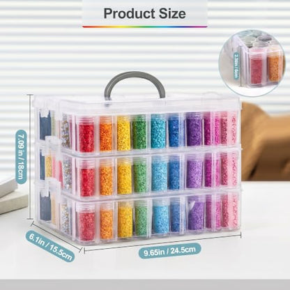 Diamond Art Storage Organizer, 150 Jars, 3-Tier Stackable Case - color: Clear-3 Tier