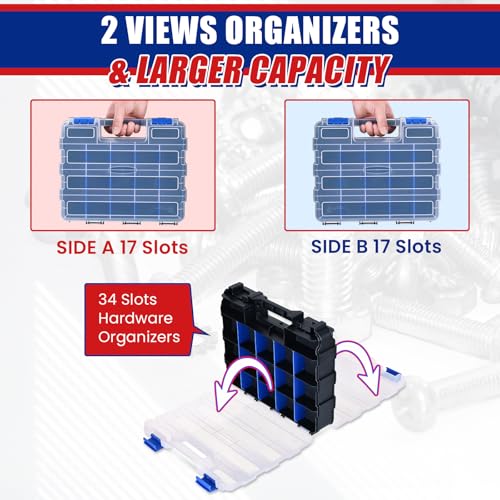 NYXOVA 2 Pack Small Parts Organizer, Hardware Organizer Box - color: Blue