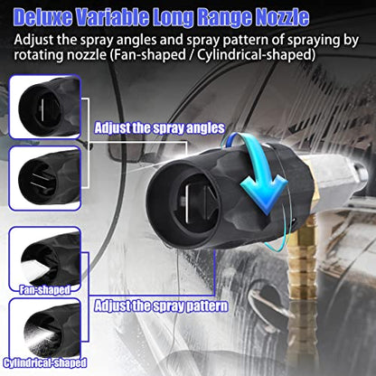 FIXFANS Adjustable Pressure Washer Long Range Nozzle, 15 FT Braid Hose, Downstream Injector Kit for High Power Washer, External Chemical Injection with 1/4 Inch Quick Connector, 5-6.5 GPM - size: 15 FT Hose: 5-6.5 gallon