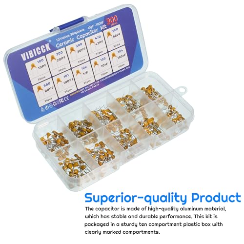10 Values 300pcs Monolithic Ceramic Capacitor Assortment Kit