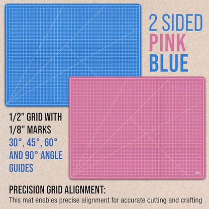 U.S. Art Supply 36"x48" Self-Healing Cutting Mat 5-Ply Pink/Blue - color: Pink/Blue