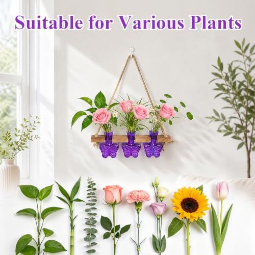 XXXFLOWER Plant Propagation Station Hanging Butterfly Shaped Vase Purple - color: Purple-3 Butterfly Vase