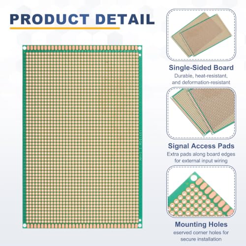 5Pcs 15x10cm PCB Prototype Board w 40-Pin Headers, Green - size: 15x10cm(2.54mm Pitch/1.5mm T)
