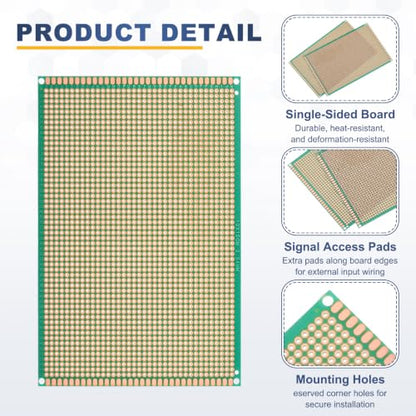 5Pcs 15x10cm PCB Prototype Board w 40-Pin Headers, Green - size: 15x10cm(2.54mm Pitch/1.5mm T)