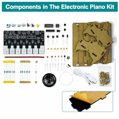 DIY Electronic Piano Kit, Graphical Programming Piano Solder Project Kit with Speaker and LED, USB Powered DIY Electronic Kits for Learning and Teaching Soldering and Electronics