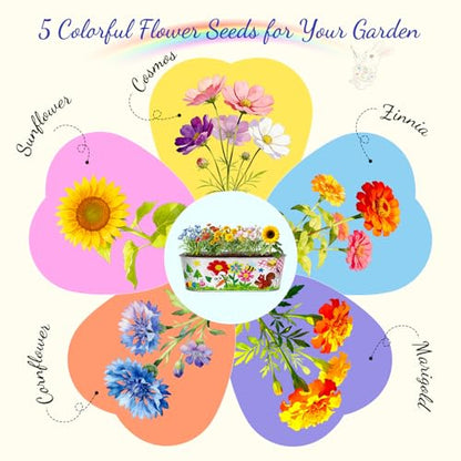 Large Paint & Plant Flower Growing Kit for Kids with 5 Flower Seeds, Gift Ideas Age 5 6 7 8-12 Years, Fun Kids Gardening Set, Birthday Crafts Gifts for Girls & Boys, Art Projects for Ages 5-12 Years