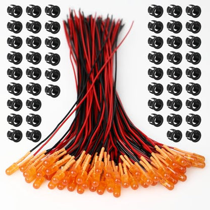 50PCS 5mm Orange Pre-Wired LEDs, 9-12V DC with Inline Resistors - color: Orange / 50 Pcs
