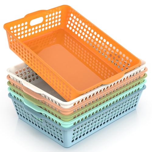 6 Pack Stackable Paper Baskets, 13.8x10.6x3.1in Turn In Trays for Classroom - color: Morandi