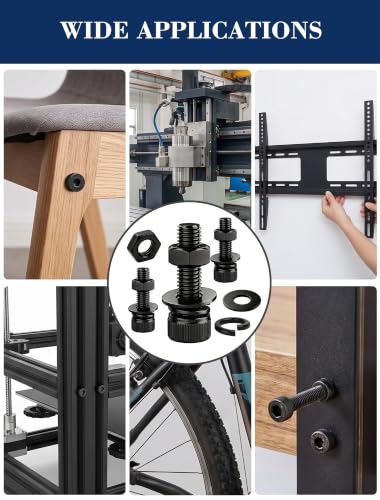 285PCS M4 Screws Assortment Kit, 12.9 Grade Alloy Steel Socket Head Cap Screws with Hex Nuts, Flat Washers, Metric Bolt Set S3 Hex Key Included, Galvanized, 3D Printing Electronics Repair - size: M4 285pcs