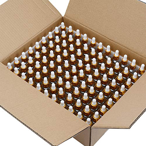 PrettyCare Glass Dropper Bottles 99 Pack, 1oz (30ml) Clear Empty Thick Bottles Bulk with Leakproof Golden Caps - With Labels & Funnels for for Storage, Travel,Essential Oils, DIY Serums - color: 1oz Clear, style: 99 Pack