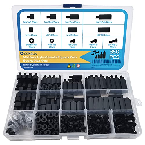 350PCS M2.5 Black Male Female Nylon Hex Spacer Standoff Screw Nut Set Assortment Kit (Black) for PCB Motherboard Circuit Board, Raspberry Pi and Hats - size: 350Pcs M2.5