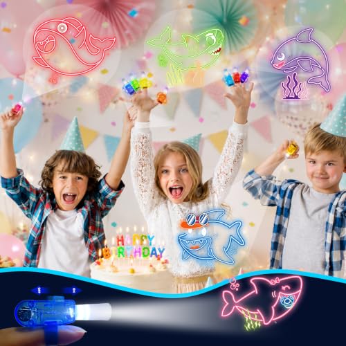 24 Pcs Cartoon Shark Party Favors LED Finger Lights Toys for Kids 3-12 - style: Shark