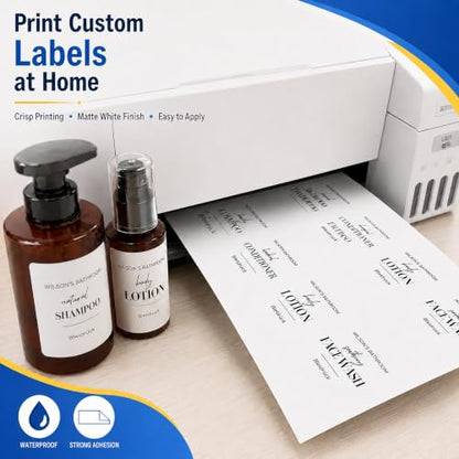 25 Sheets 2" x 3" Printable Matte White Rectangle 8up Waterproof Labels - size: 8up-25 sheets
